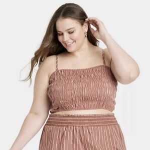 A New Day Women's Brown Smocked Top